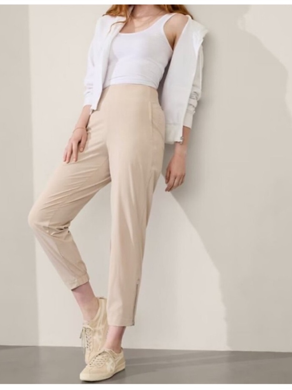 BOGO! Athleta Brooklyn Heights Jogger Pant Lightweight Cream Gray 8